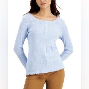 NWT STYLE CO WOMENS COTTON POCKET T-SHIRT INDUSTRIAL BLUE - S